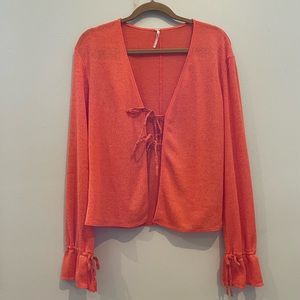 Open front tie synched sleeved top free people